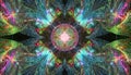 Abstract background made with kaleidoscopic effect. Kaleidoscope toy. Fractal Mirror. Multicolor geometric structure