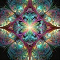 Abstract background made with kaleidoscopic effect. Kaleidoscope toy. Fractal Mirror. Multicolor geometric structure