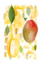 Mango Slice and Leaf Abstract