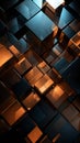 Abstract background made of metal cubes, 3d render, square image. Generative AI