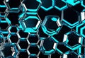 abstract background made of transparent glass and metal liquid hexagons, Materials science, man-made honeycombs, Royalty Free Stock Photo