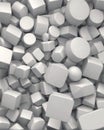 abstract background made of white cubes, 3d render, square Royalty Free Stock Photo