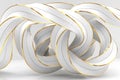 Abstract background made of white and gold rope. Luxury wallpaper design for prints, wall art and home decor. 3D rendering