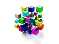 Abstract background with many colored cubes