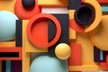 Abstract background with many colorful geometric figures, circles and spirals Royalty Free Stock Photo