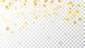 Abstract Background with Many Random Falling Golden Stars Confetti on Transparent Background. Invitation Background. Royalty Free Stock Photo