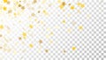 Abstract Background with Many Random Falling Golden Stars Confetti on Transparent Background. Invitation Background. Royalty Free Stock Photo