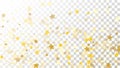 Abstract Background with Many Random Falling Golden Stars Confetti on Transparent Background. Invitation Background. Royalty Free Stock Photo