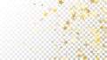 Abstract Background with Many Random Falling Golden Stars Confetti on Transparent Background. Invitation Background. Royalty Free Stock Photo