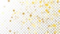 Abstract Background with Many Random Falling Golden Stars Confetti on Transparent Background. Invitation Background. Royalty Free Stock Photo