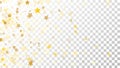 Abstract Background with Many Random Falling Golden Stars Confetti on Transparent Background. Invitation Background. Royalty Free Stock Photo