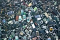 Abstract background from many smartphones. mobile phone recycling. Neural network AI generated