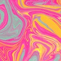 Abstract background. Marble stone Pink Yellow Blue Wave Design pattern. Raster cool banner, cover liquid paint. Hand drawn trendy