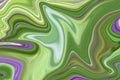 Green wavy vector background, acrylic fluid flow. Green curved line.