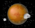 Abstract background with Mars Planet and its moons Phobos and Deimos. EPS10 vector illustration.