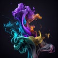 Abstract background, ment of colorful smoke curves on black background Royalty Free Stock Photo