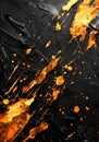 Abstract background with metallic paint splatters on a dark background, high contrast.