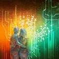 Abstract Background. Metaverse digital world concept for cyber technology and Futuristic Innovation. Couples with virtual reality