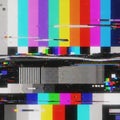 Glitching TV Color Bar Test Pattern Screen Royalty Free Stock Photo