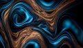 abstract background of a mixture of blue and gold paint. Generative AI
