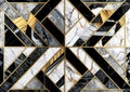 Abstract background, modern marble mosaic, stone texture,black white gold marble tile