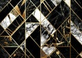 Abstract background, modern marble mosaic, stone texture,black white gold marble tile