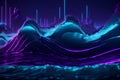 abstract background modern wave with reflection colorful neon light on dark background. Royalty Free Stock Photo