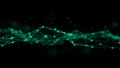 Abstract background with moving dots and lines. Network connection structure. Futuristic illustration. Digital technology design.