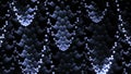 Abstract background of moving streams with twisting. Design. 3D drop ceilings with swirling particles on black