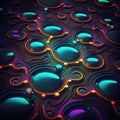 Abstract background of multi-colored drops and lines. AI generative illustration