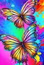 Abstract background with multicolored butterflys, artistic colorful background. Generative Ai