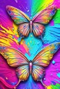 Abstract background with multicolored butterflys, artistic colorful background. Generative Ai