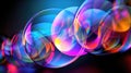 Abstract background, multicolored neon glowing circles, balls shapes on black, modern art wallpaper