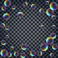 Abstract background with the multicolored realistic soap bubbles Royalty Free Stock Photo