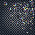 Abstract background with the multicolored realistic soap bubbles Royalty Free Stock Photo