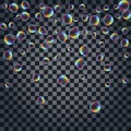 Abstract background with the multicolored realistic soap bubbles Royalty Free Stock Photo