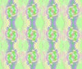 Regular round pattern light green purple violet and yellow ornate and dreamy