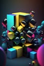 Abstract background, multicolored shiny cubes. Vertical background. AI generative