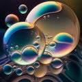 Abstract background with multicolored soap bubbles. Soap bubbles