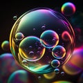 Abstract background with multicolored soap bubbles. Soap bubbles