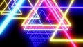 Abstract background multicolored triangles, neon glow colors
