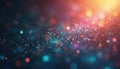 Abstract background with multicoloured sparkling particles, soft blurred bokeh lights. Vibrant, colourful dust effect creates Royalty Free Stock Photo
