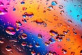 Abstract background of multiple bubbles of oil in liquid over multicolored background