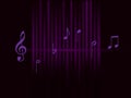 Background music purple sound waves and notes isolated on dark background Royalty Free Stock Photo