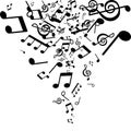 Abstract background of musical notes, white and black Royalty Free Stock Photo