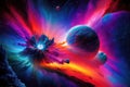 Abstract background with nebulas stars and galactic, science fiction cosmic wallpaper