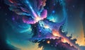 Abstract background with nebulas stars and galactic, science fiction cosmic wallpaper. Generative Ai