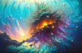 Abstract background with nebulas stars and galactic, science fiction cosmic wallpaper. Generative Ai