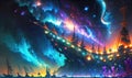 Abstract background with nebulas stars and galactic, science fiction cosmic wallpaper. Generative Ai