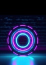 Abstract background with neon circles. Abstract background round portal pink blue.